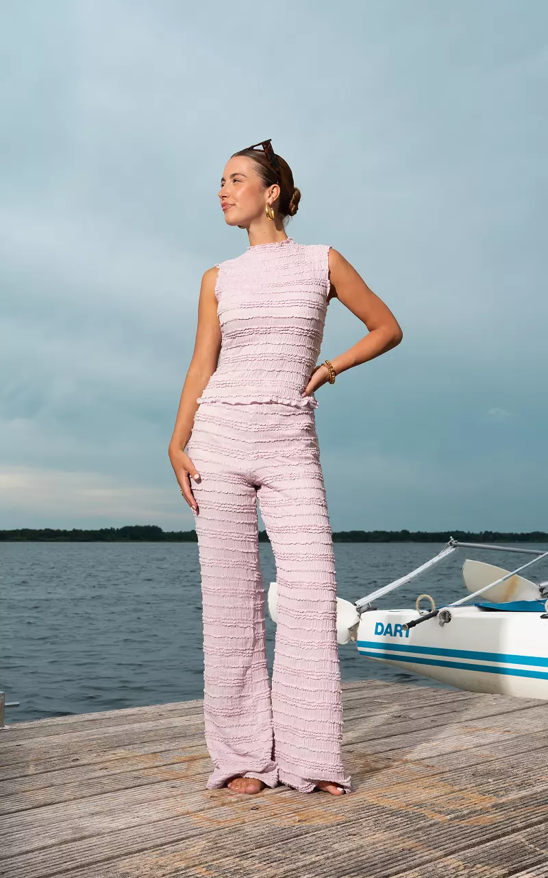 Stretch ruffle broek Lila