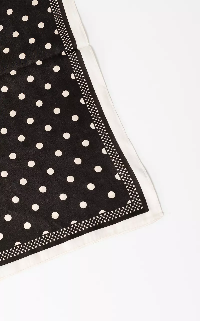 Satijnen shawl Zwart Creme