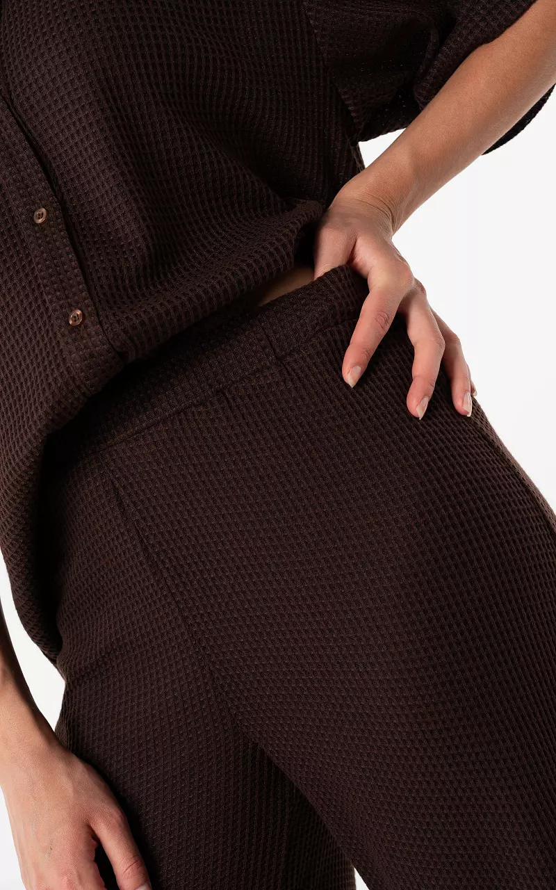 Hose mit Struktur Dunkelbraun