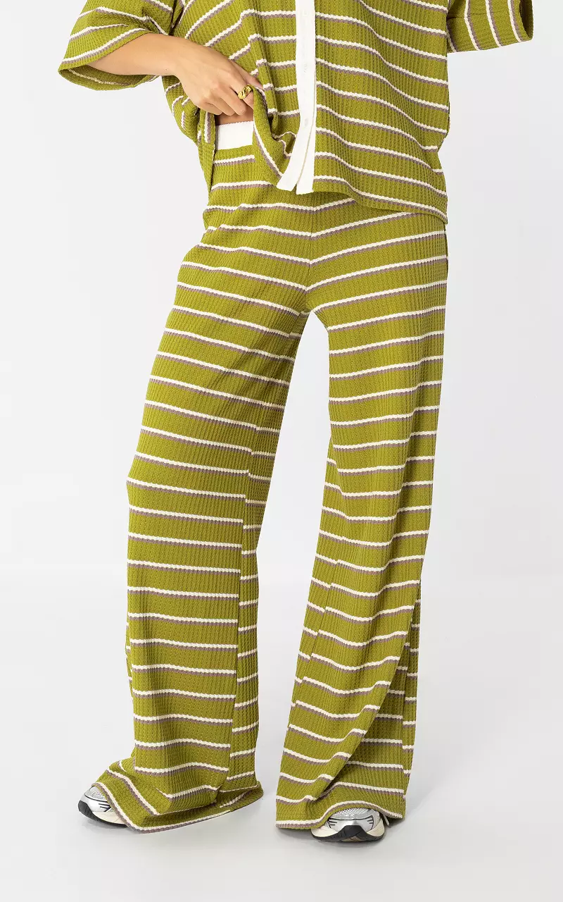 Structuur broek met strepen Groen Wit