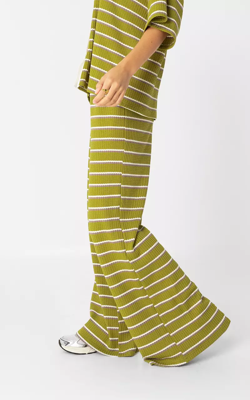 Structuur broek met strepen Groen Wit