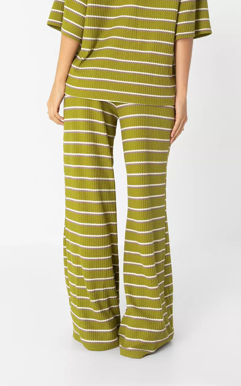 Structuur broek met strepen Groen Wit