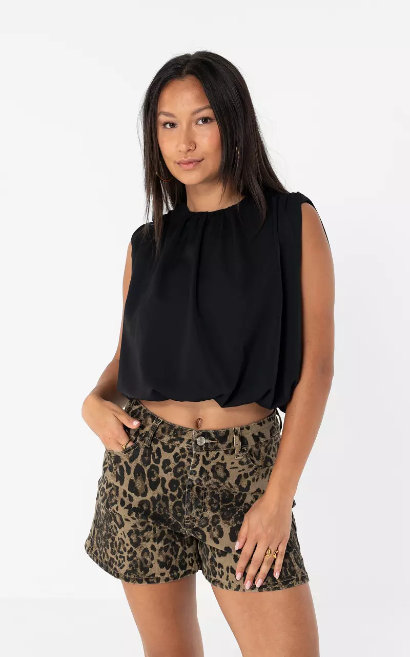 Geplooide top Zwart