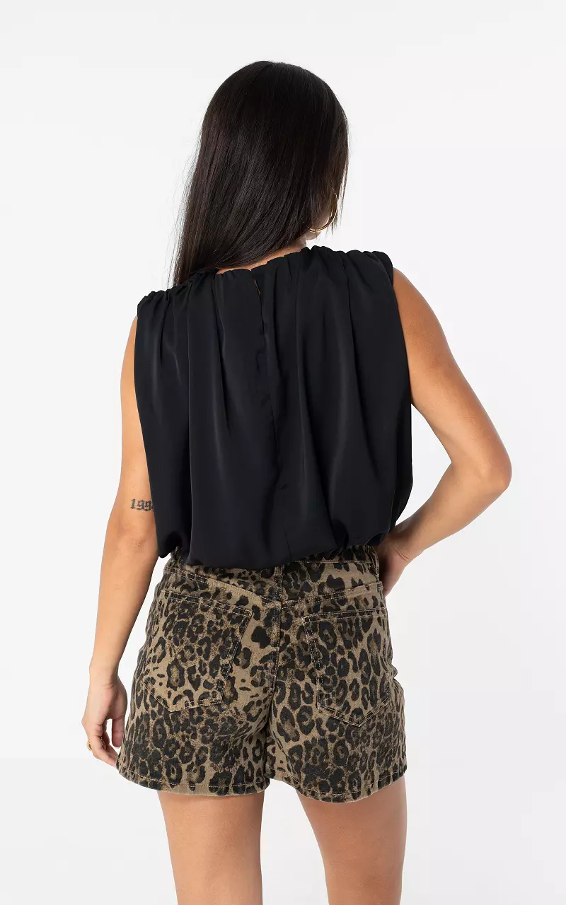 Geplooide top Zwart