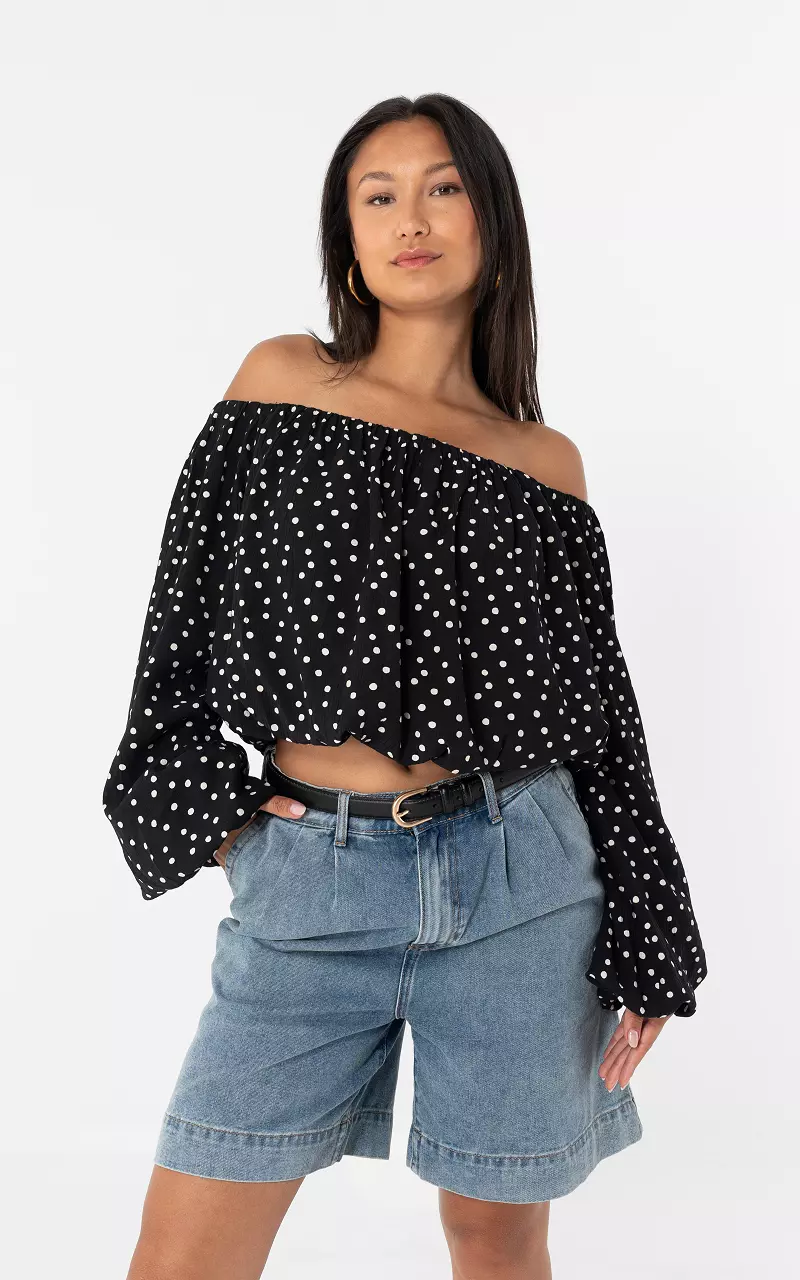Off-Shoulder Top Black White