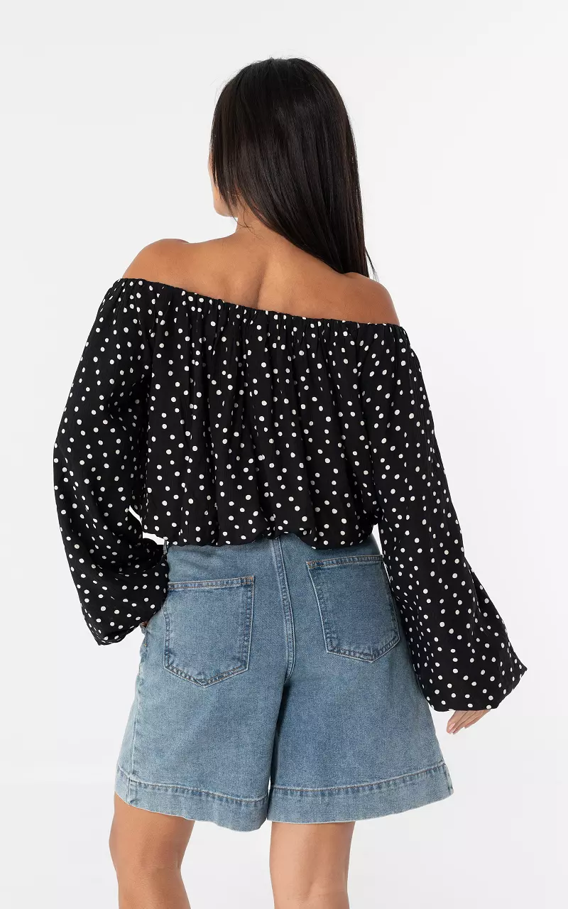 Off-Shoulder Top Black White