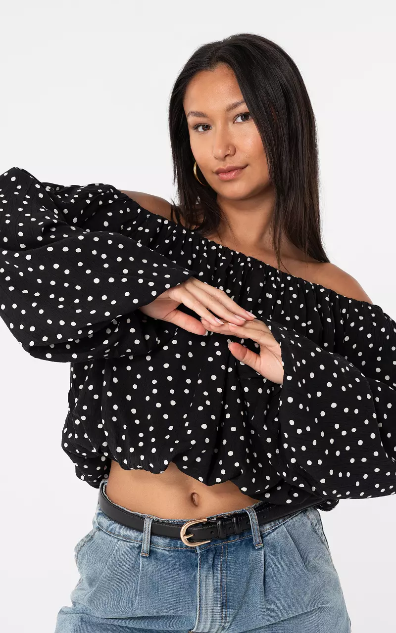 Off-Shoulder Top Black White