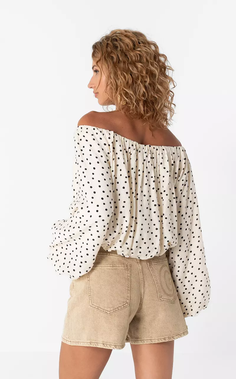 Off-Shoulder Top Weiß Schwarz