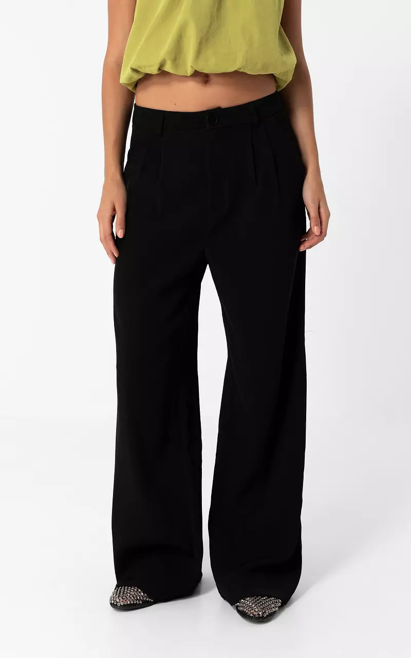 Wide Leg Hose Schwarz