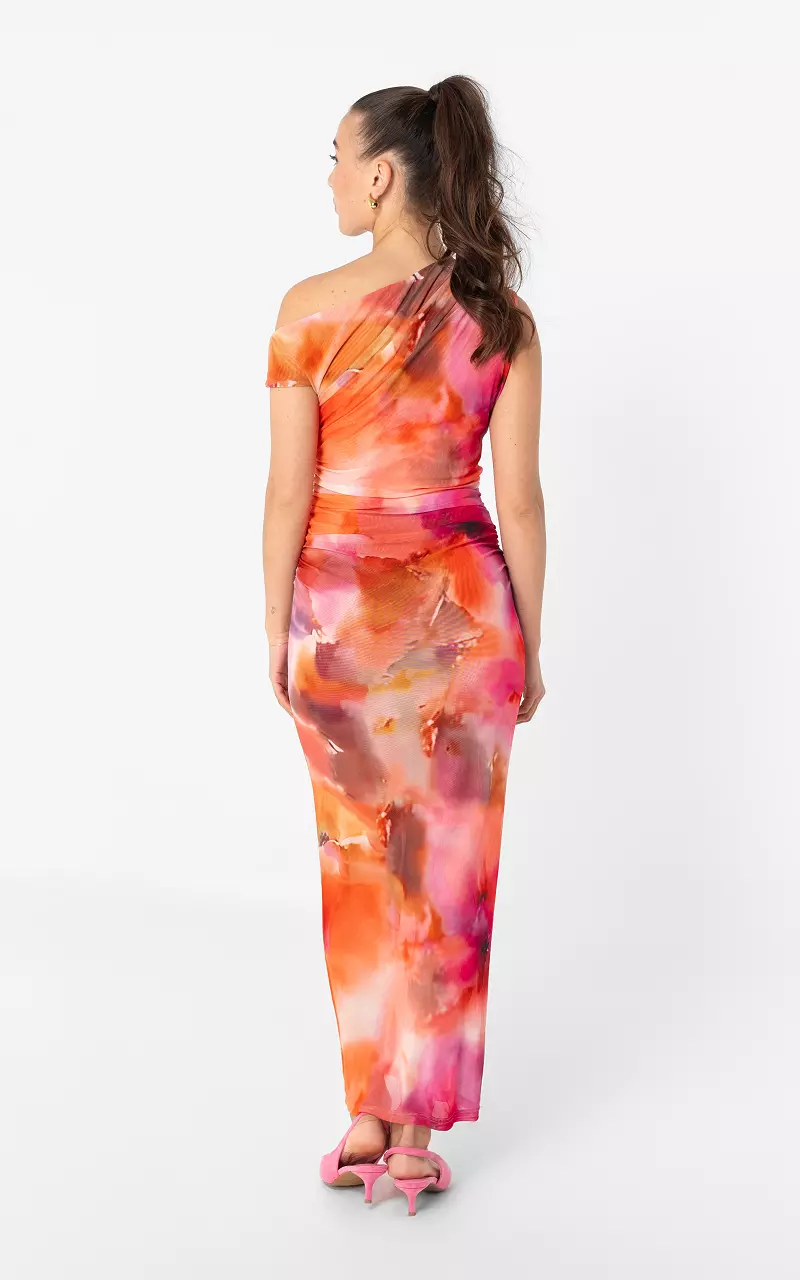 Maxikleid aus Mesh Pink Orange