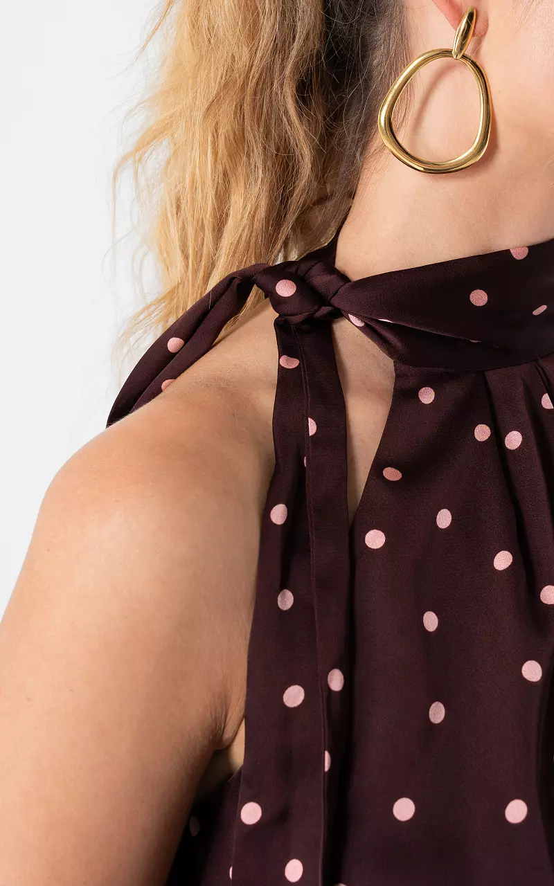 Halterkleid mit Punkten Bordeaux Pink