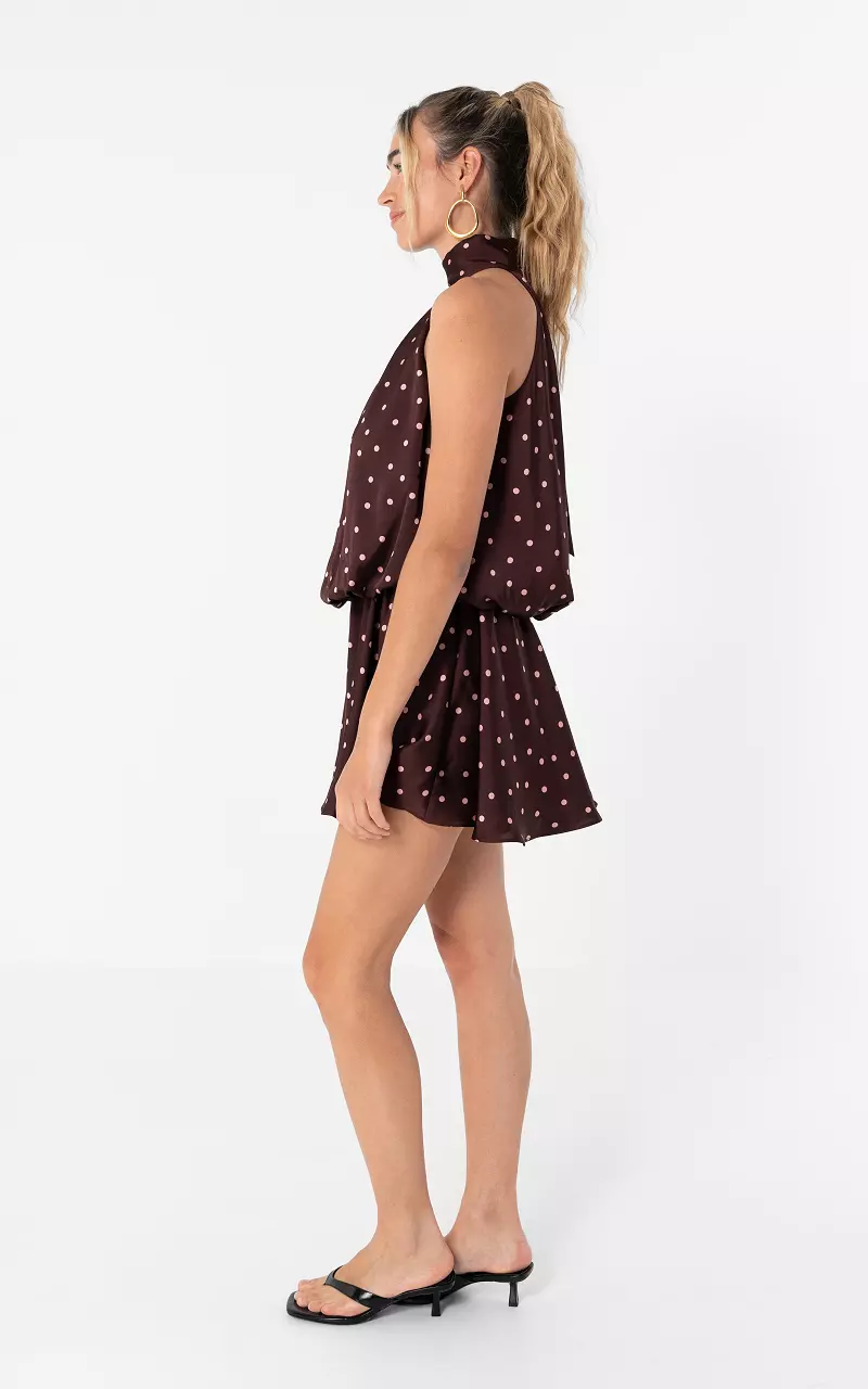 Halterkleid mit Punkten Bordeaux Pink