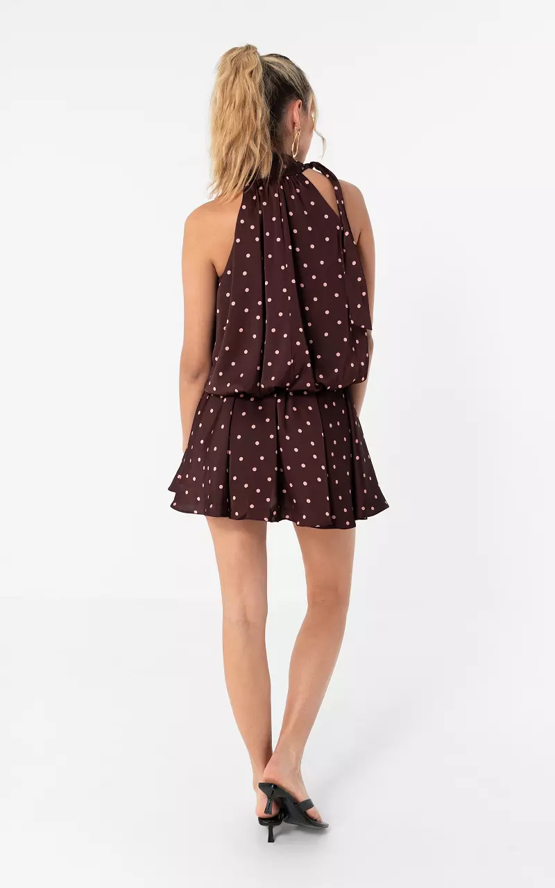 Stippen halter jurk Bordeaux Roze