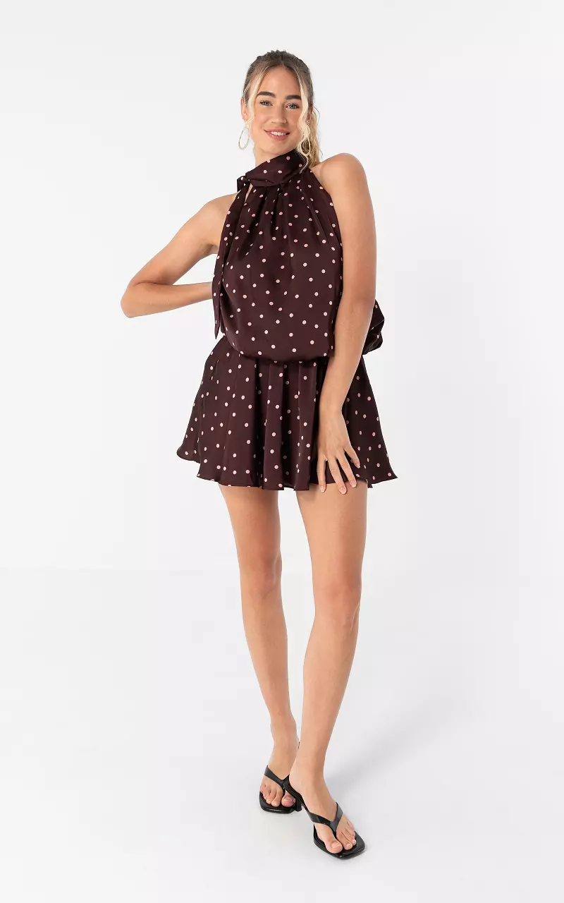 Halterkleid mit Punkten Bordeaux Pink