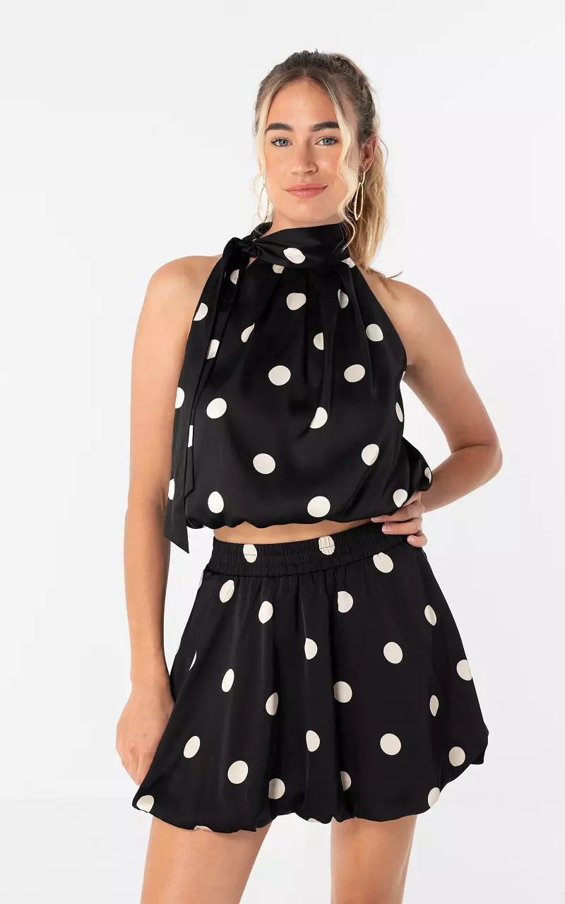 Halter dots top Zwart Wit