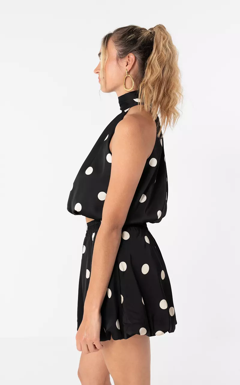 Halter dots top Zwart Wit