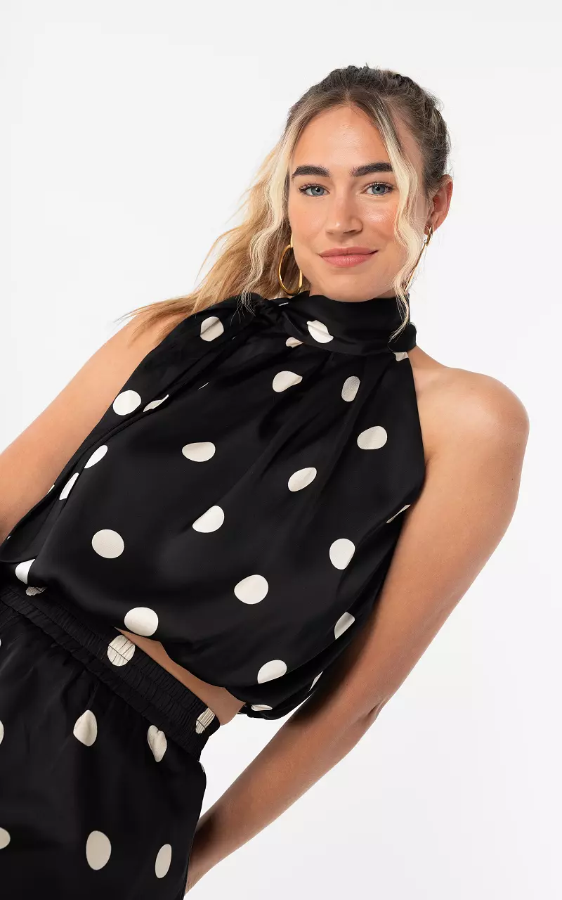 Halter dots top Zwart Wit