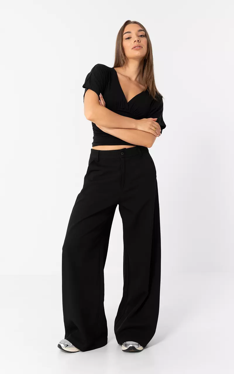 Wide leg Pantalon Schwarz