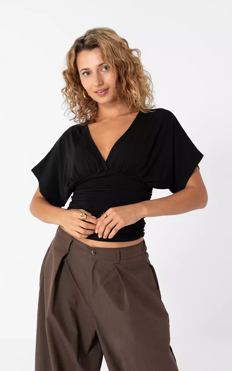 Shirt mit V-Ausschnitt Schwarz
