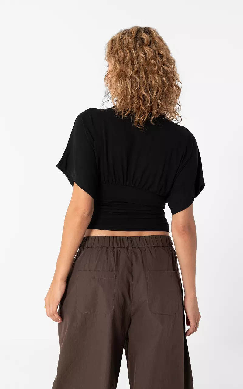 Shirt mit V-Ausschnitt Schwarz