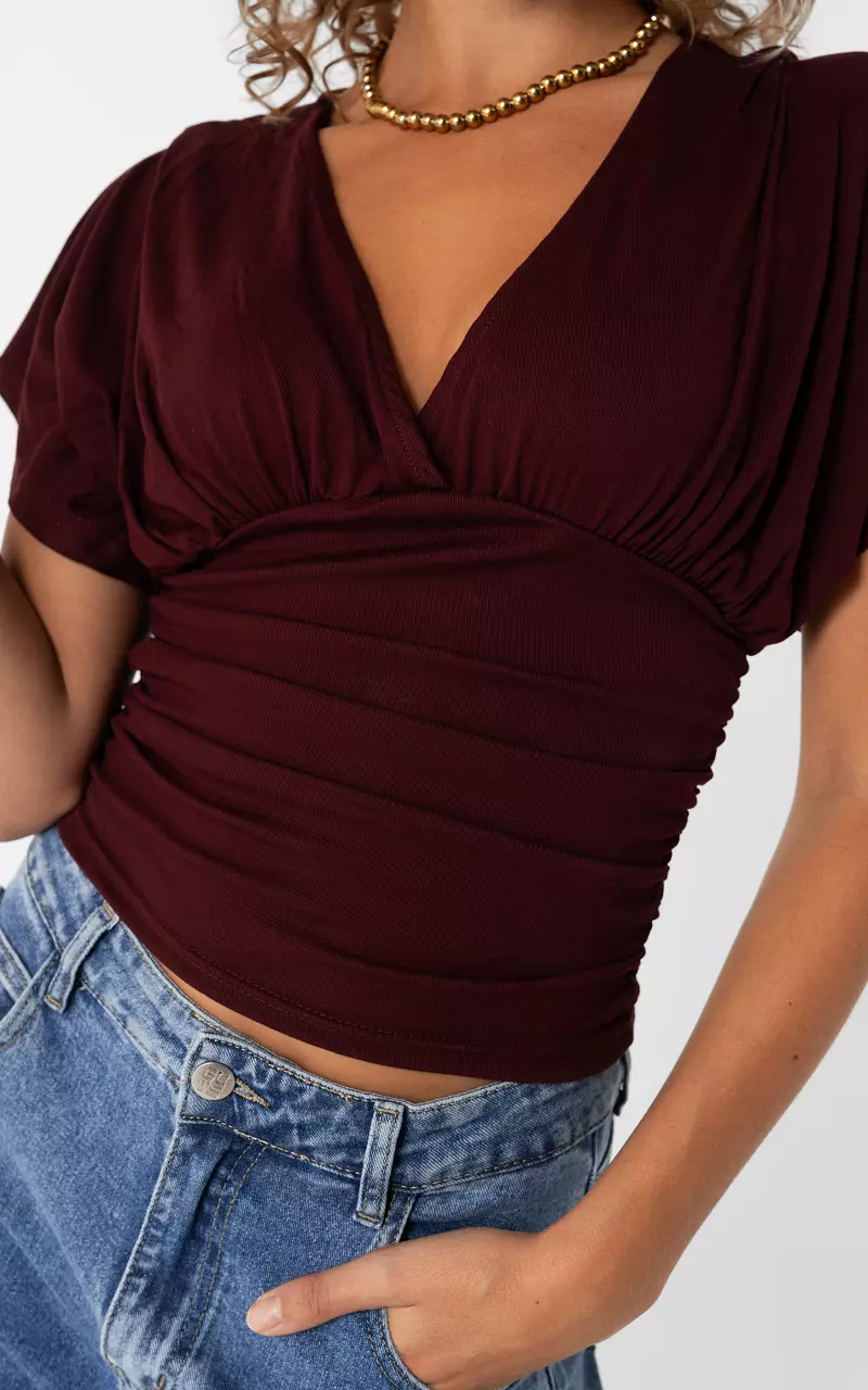 V-neck shirt Bordeaux