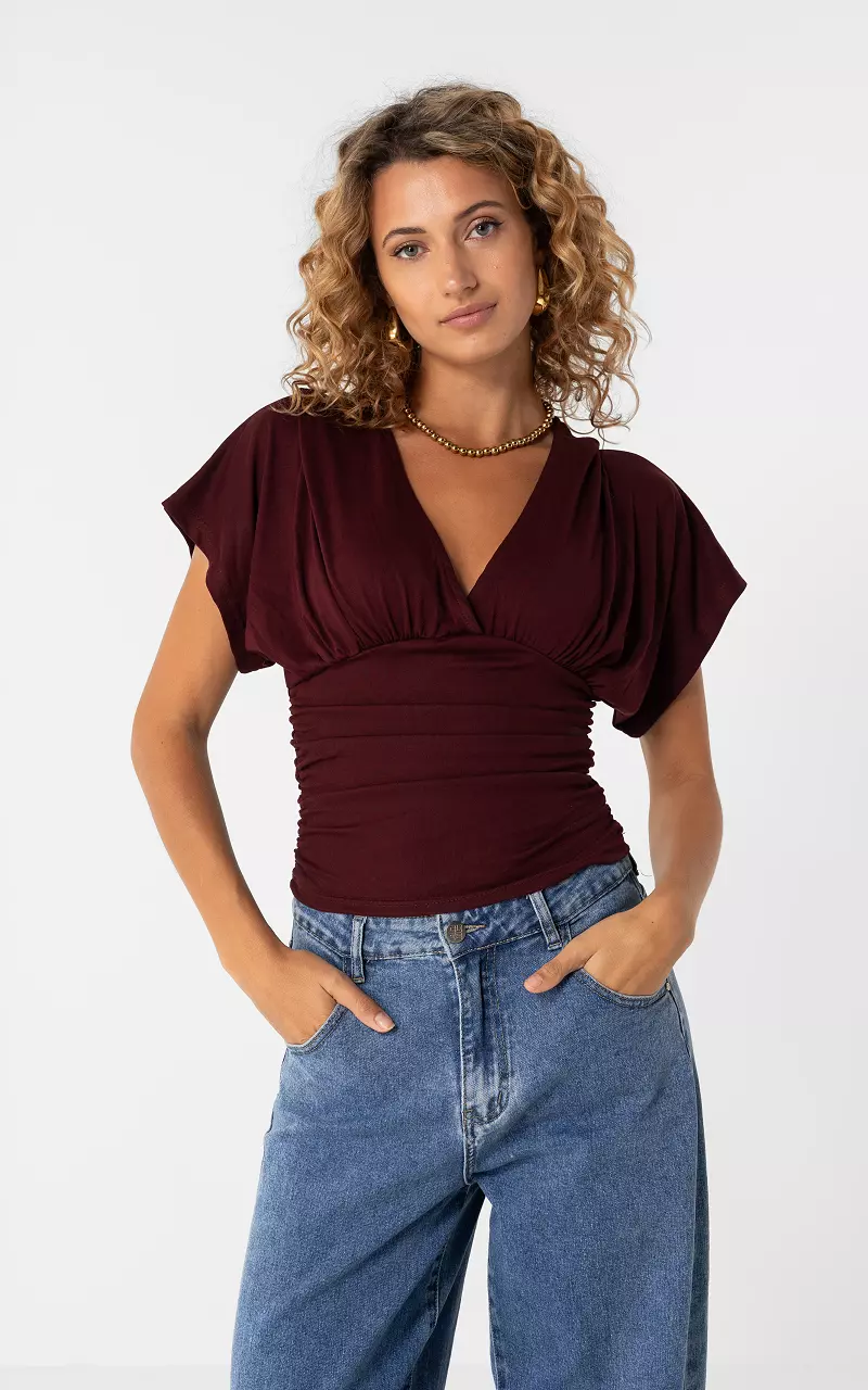 V-neck shirt Bordeaux
