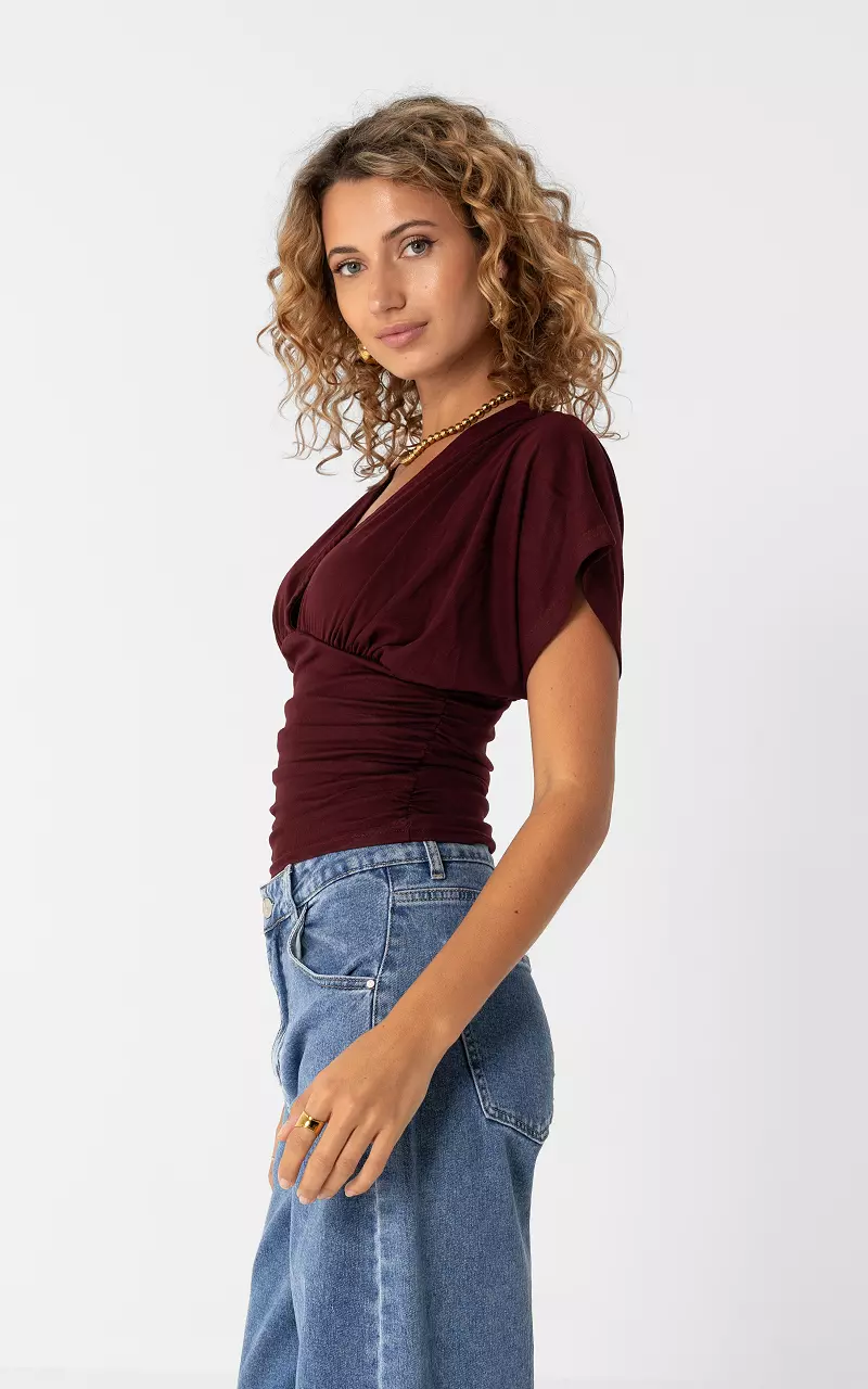 V-neck shirt Bordeaux