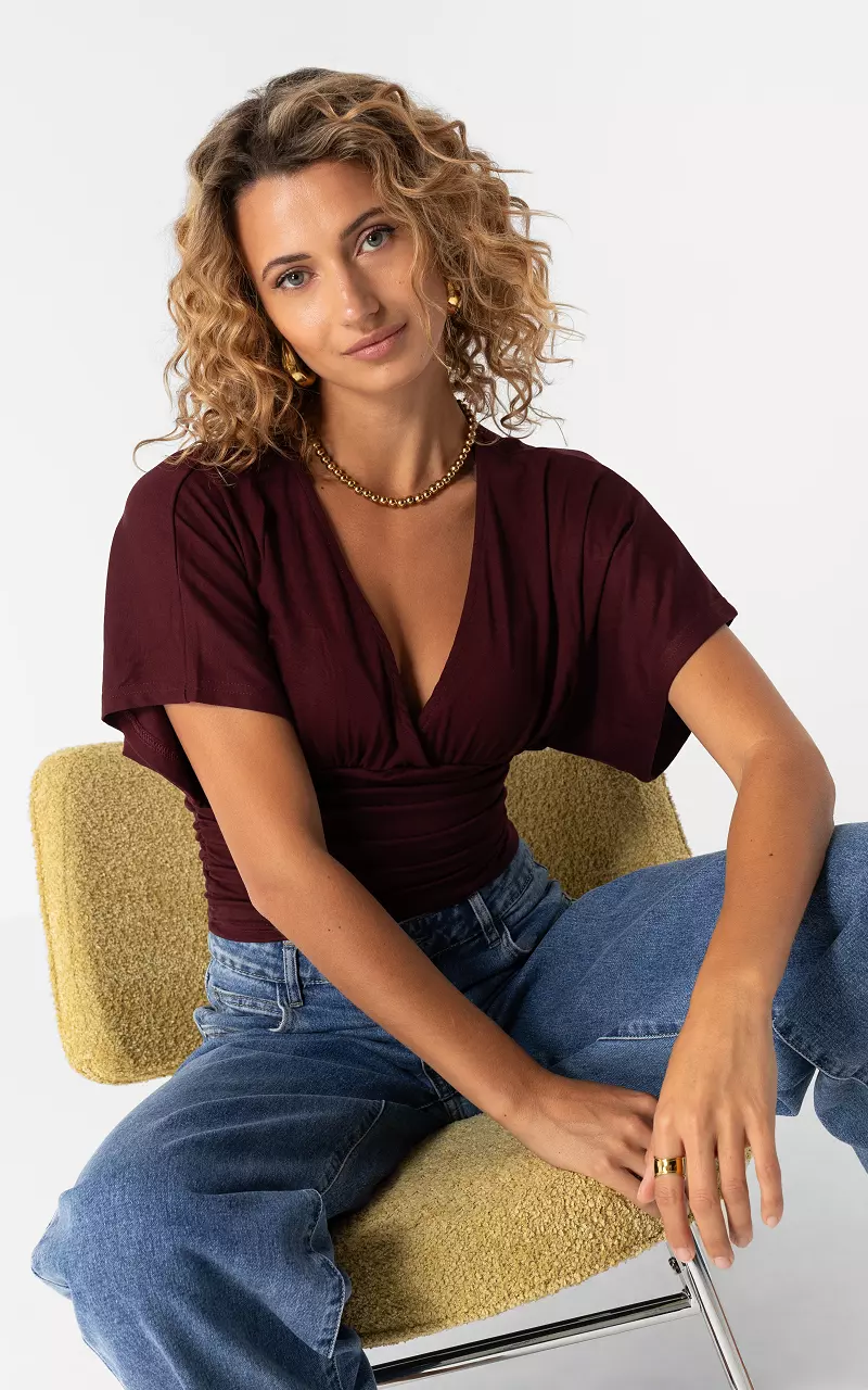 V-neck shirt Bordeaux