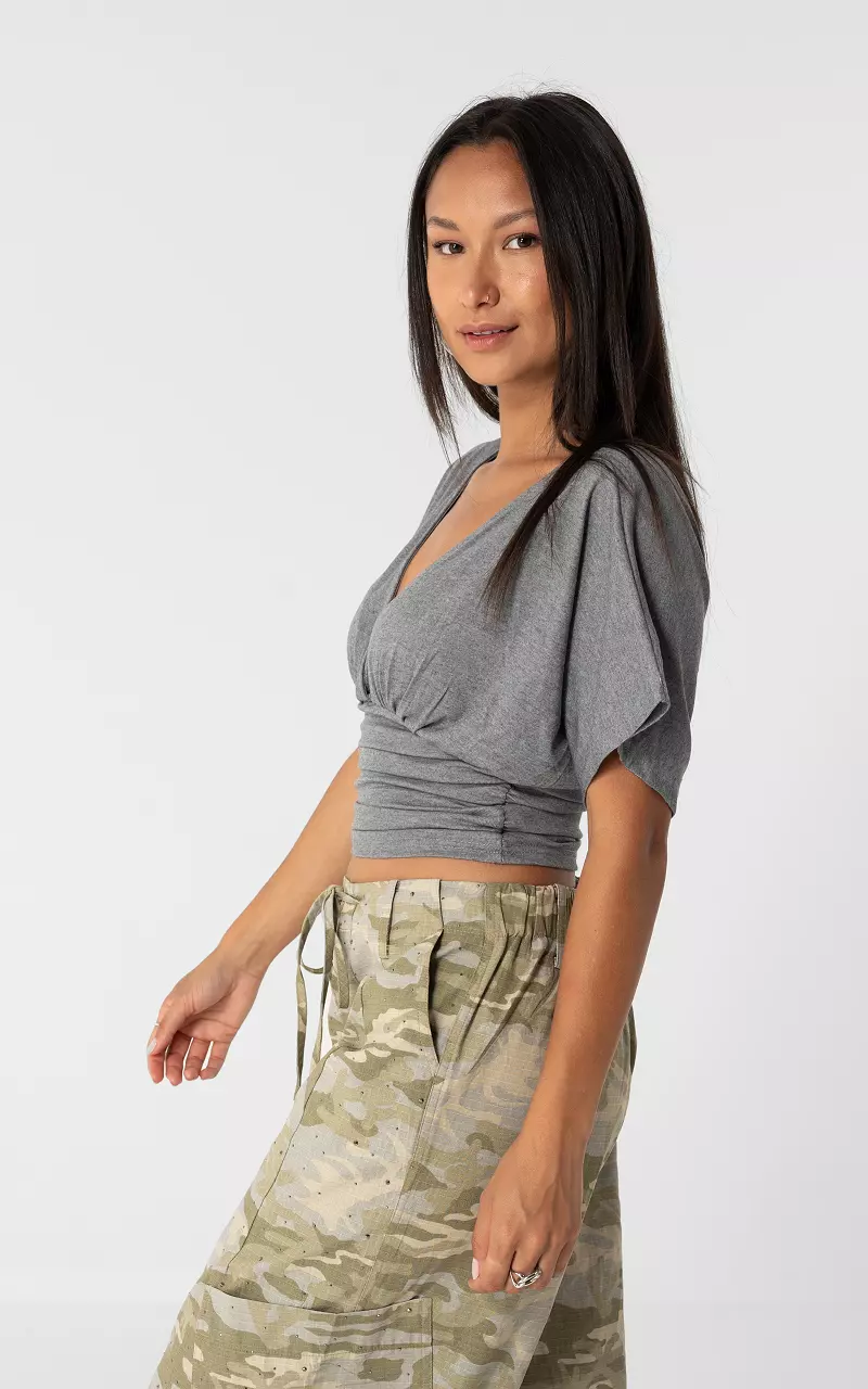 Shirt mit V-Ausschnitt Dunkelgrau