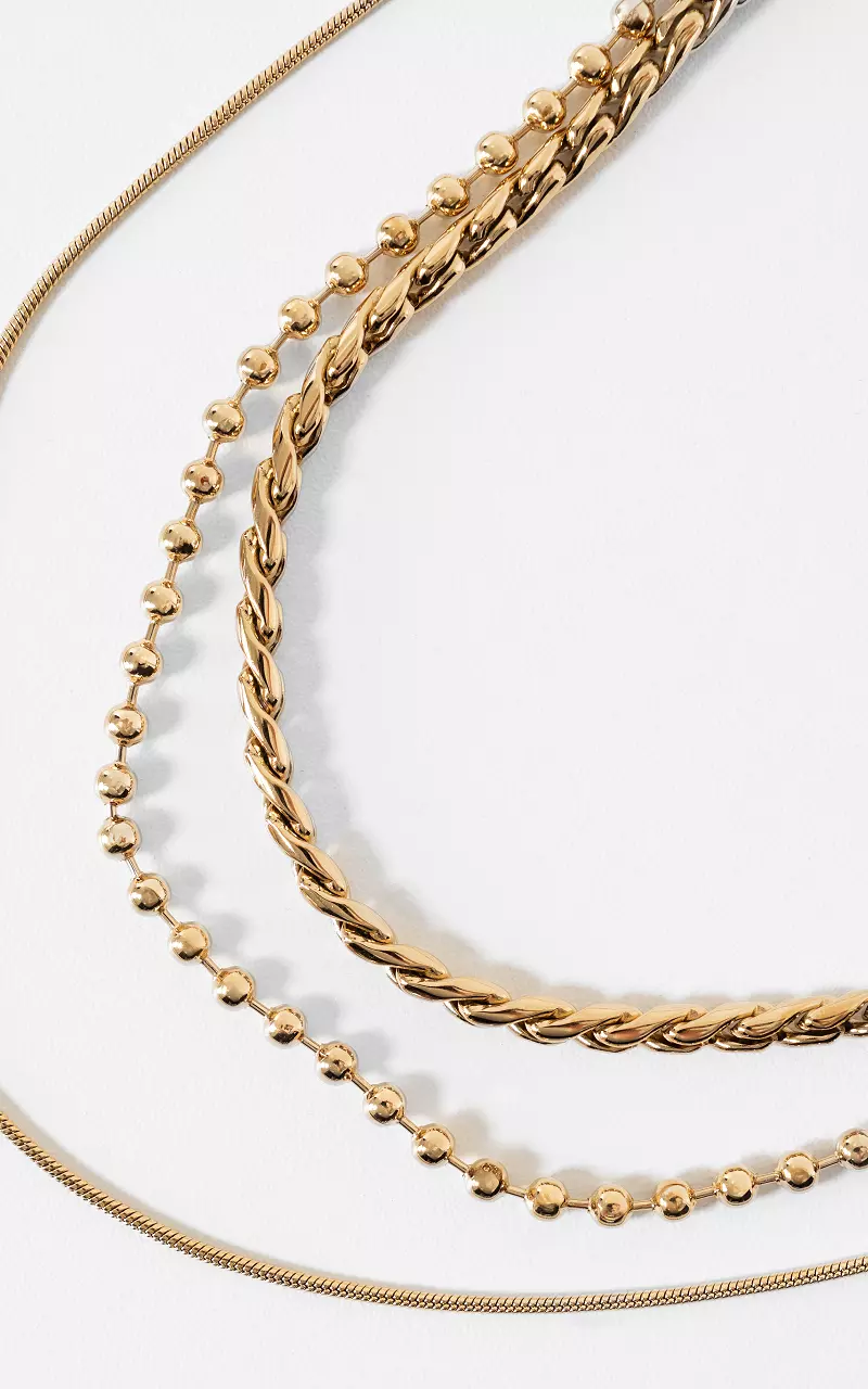 Drie laagse ketting Goud