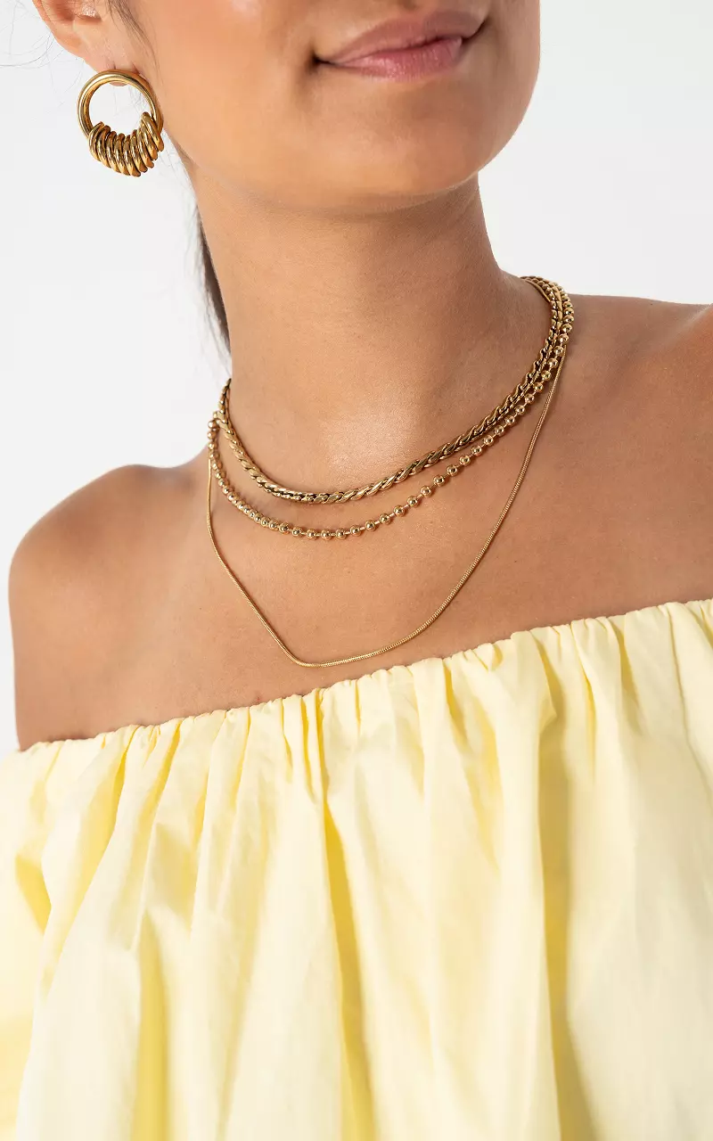 Drie laagse ketting Goud