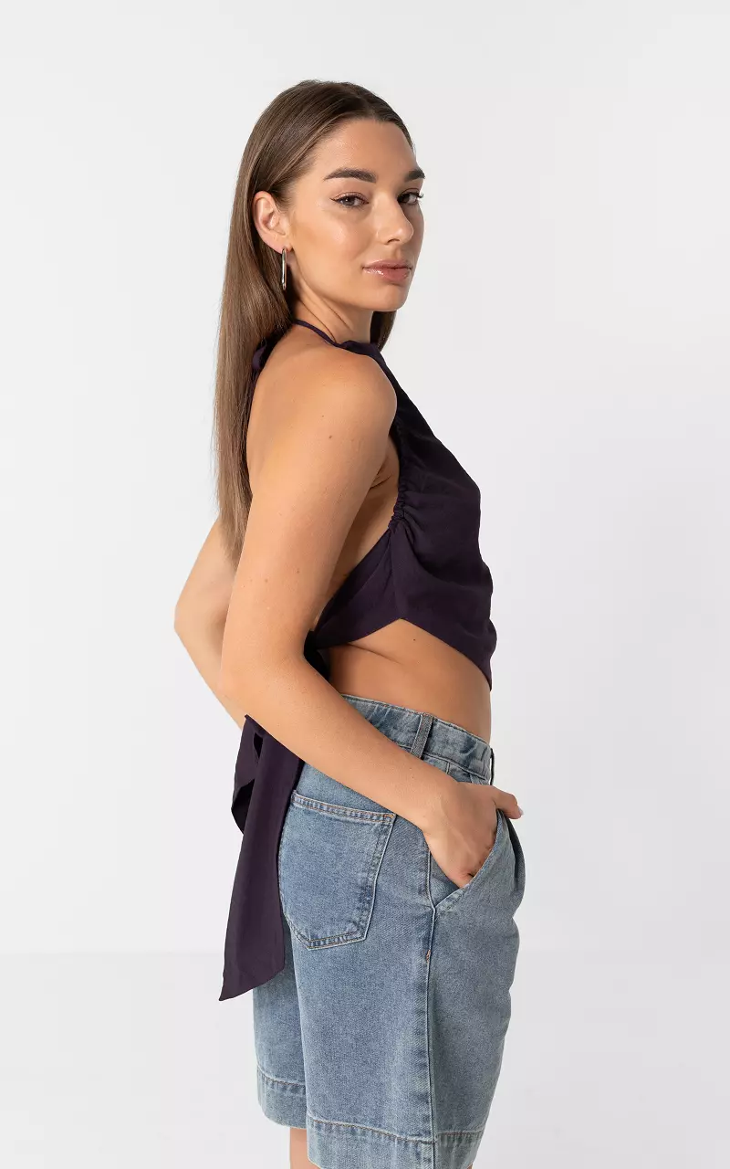 Halter strik top Donkerpaars