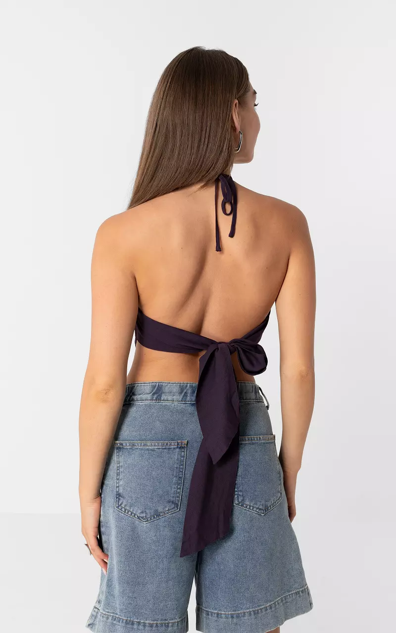 Halter strik top Donkerpaars