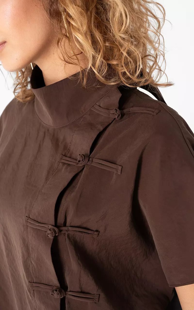 Bluse mit kurzen Ärmeln Dunkelbraun
