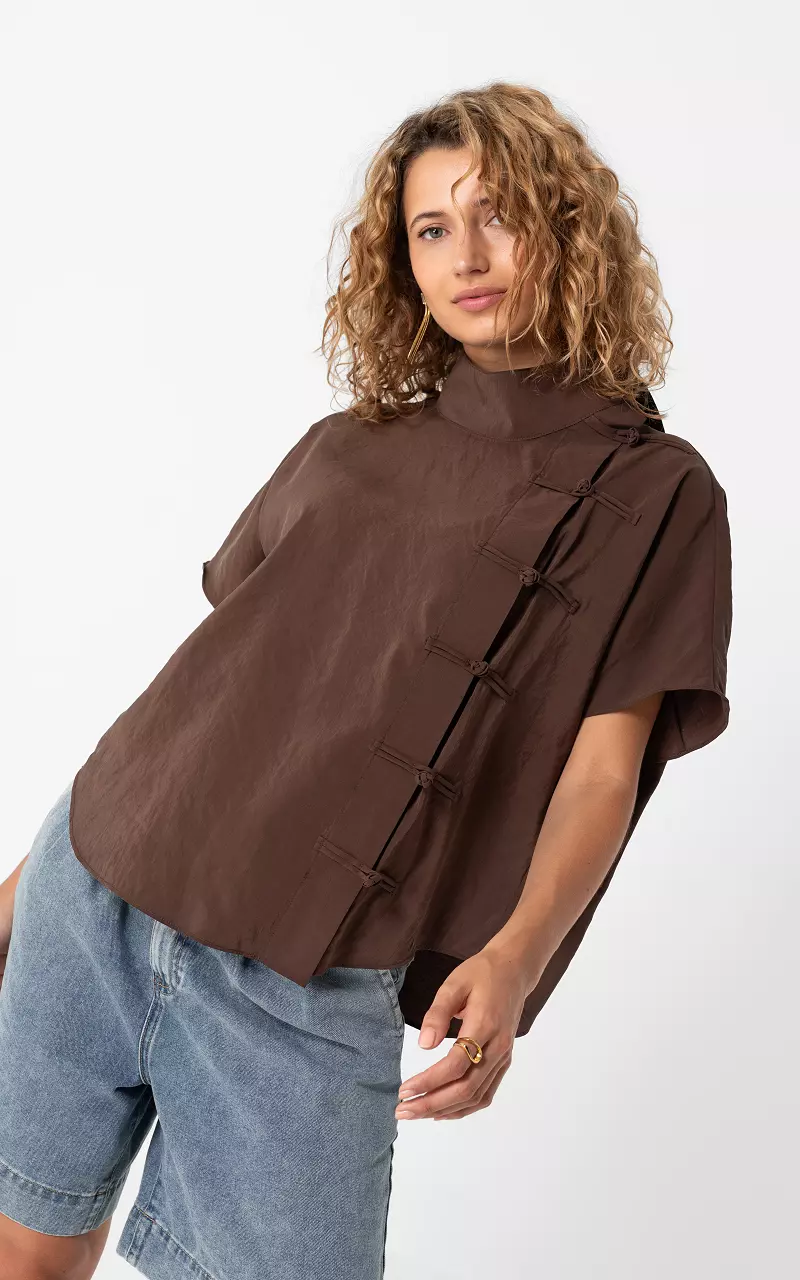 Bluse mit kurzen Ärmeln Dunkelbraun