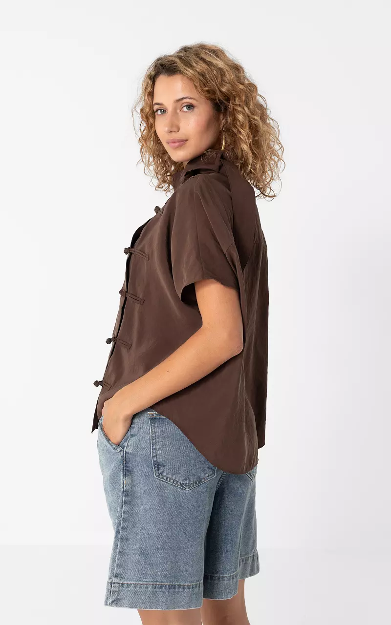 Bluse mit kurzen Ärmeln Dunkelbraun