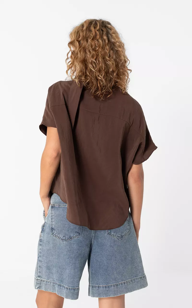 Bluse mit kurzen Ärmeln Dunkelbraun