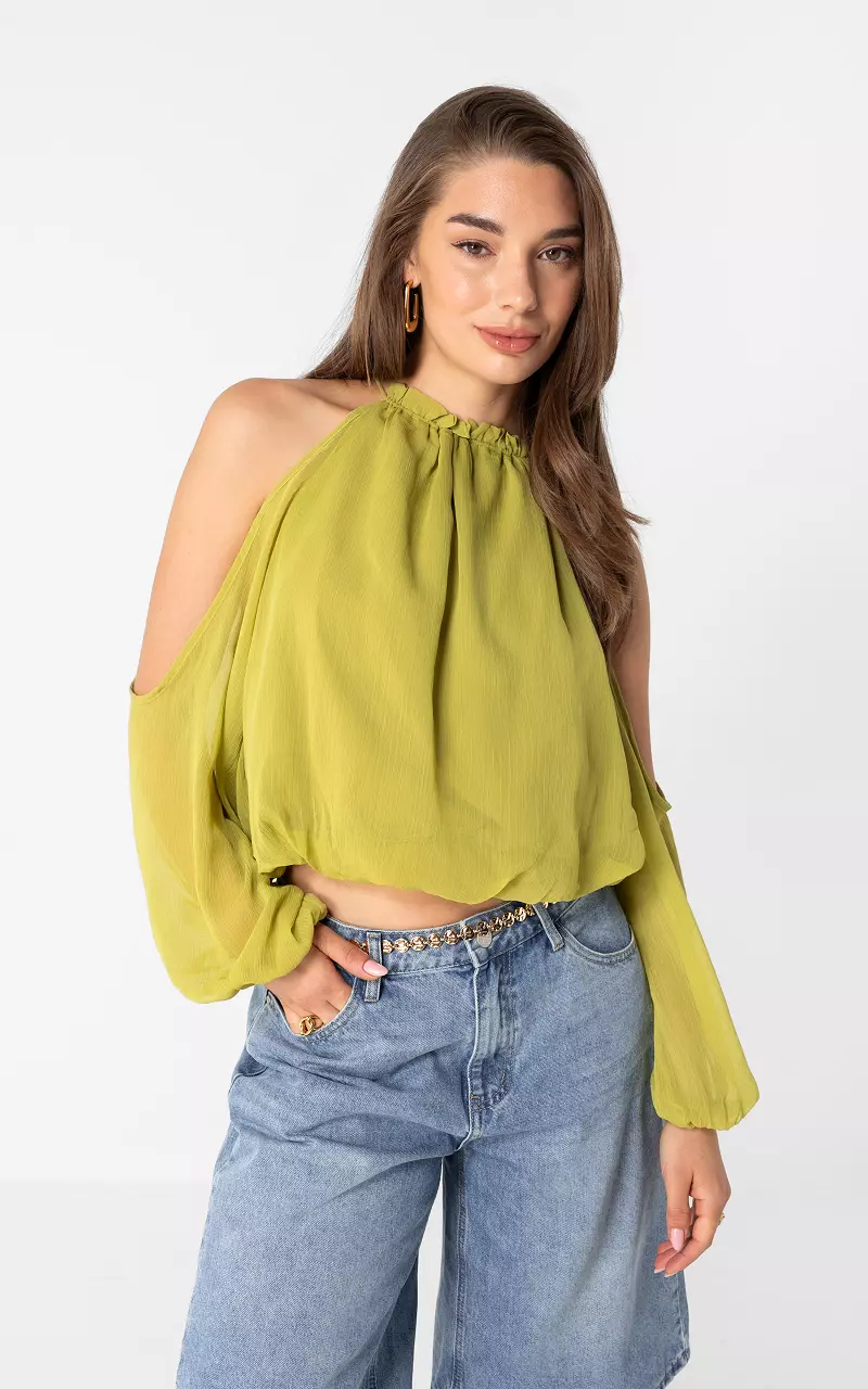 Open shoulder top Groen