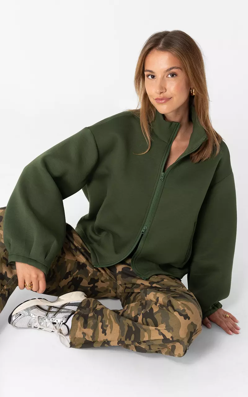 Strickjacke mit langen Ärmeln Kaki