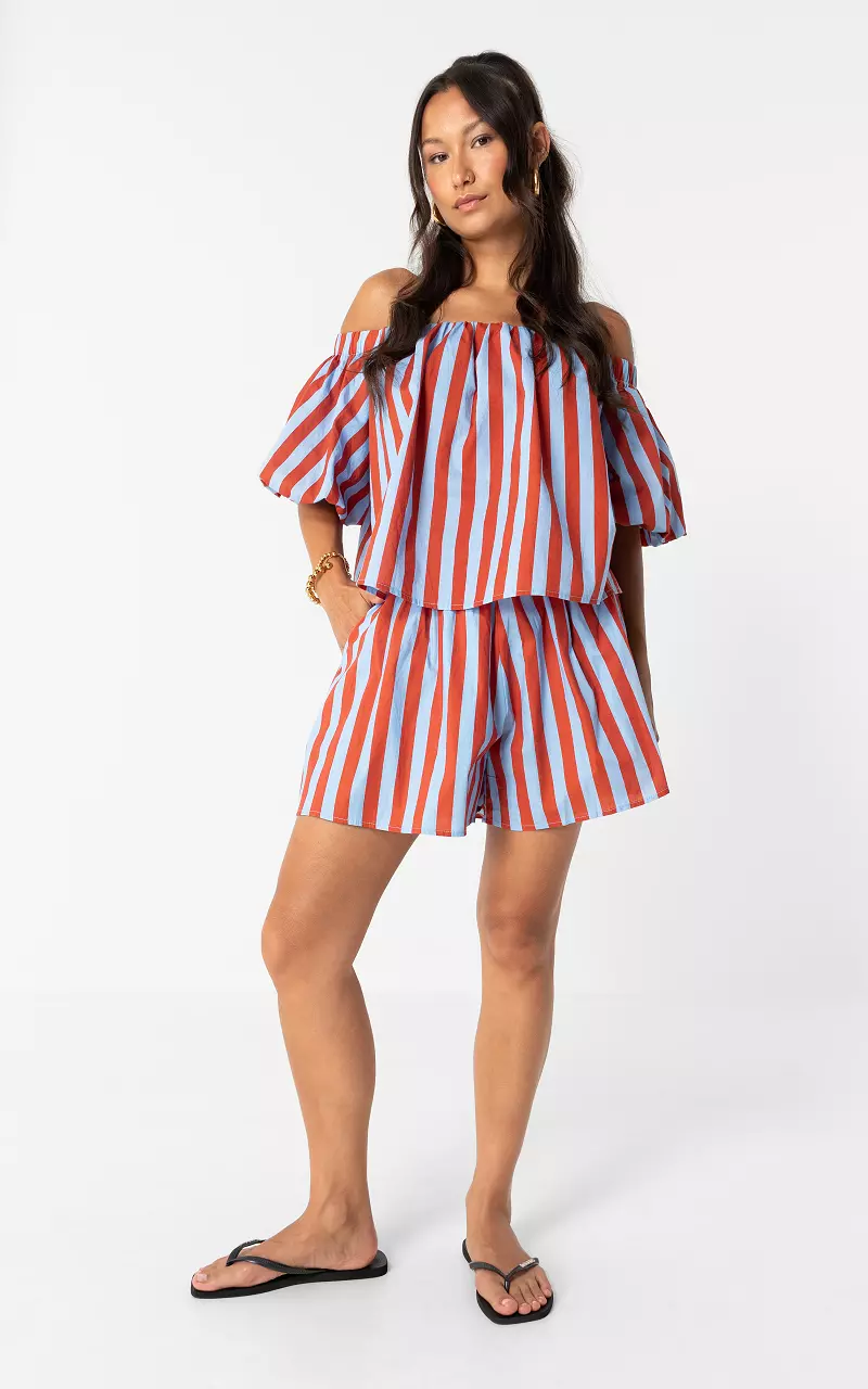 Striped shorts Rust Brown Light Blue