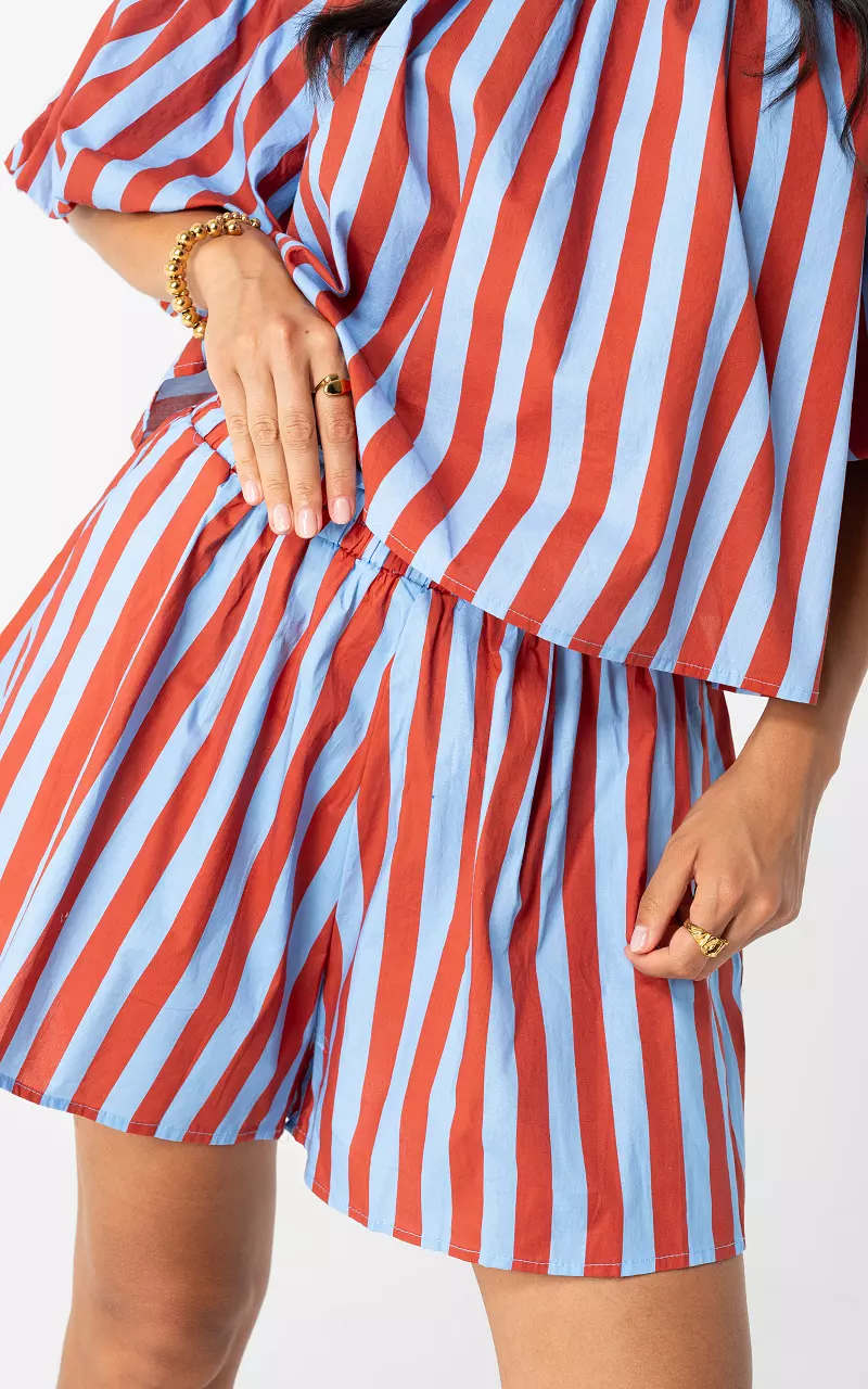 Striped shorts Rust Brown Light Blue