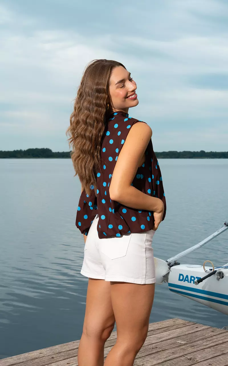Top met open rug Bruin Blauw