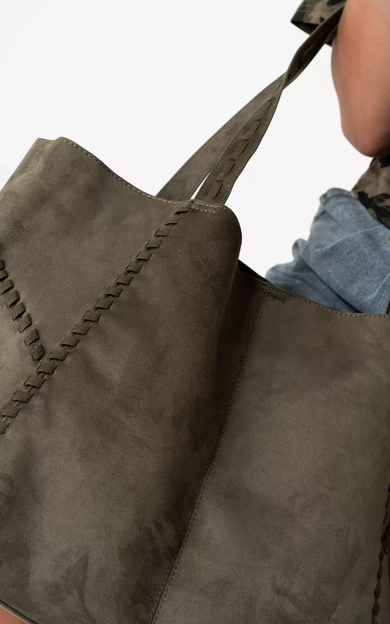Suède look bag Donkergroen