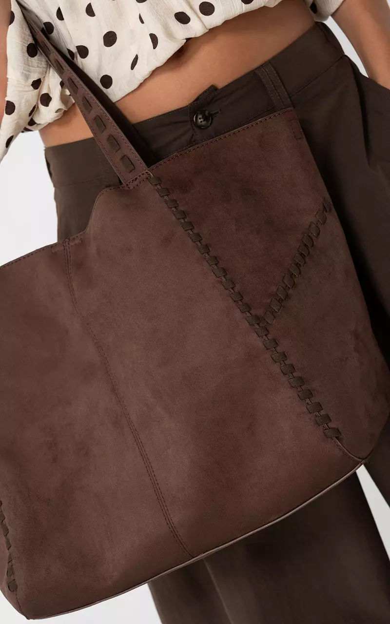 Suède look bag Donkerbruin