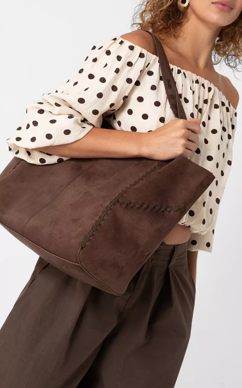 Suède look bag Donkerbruin