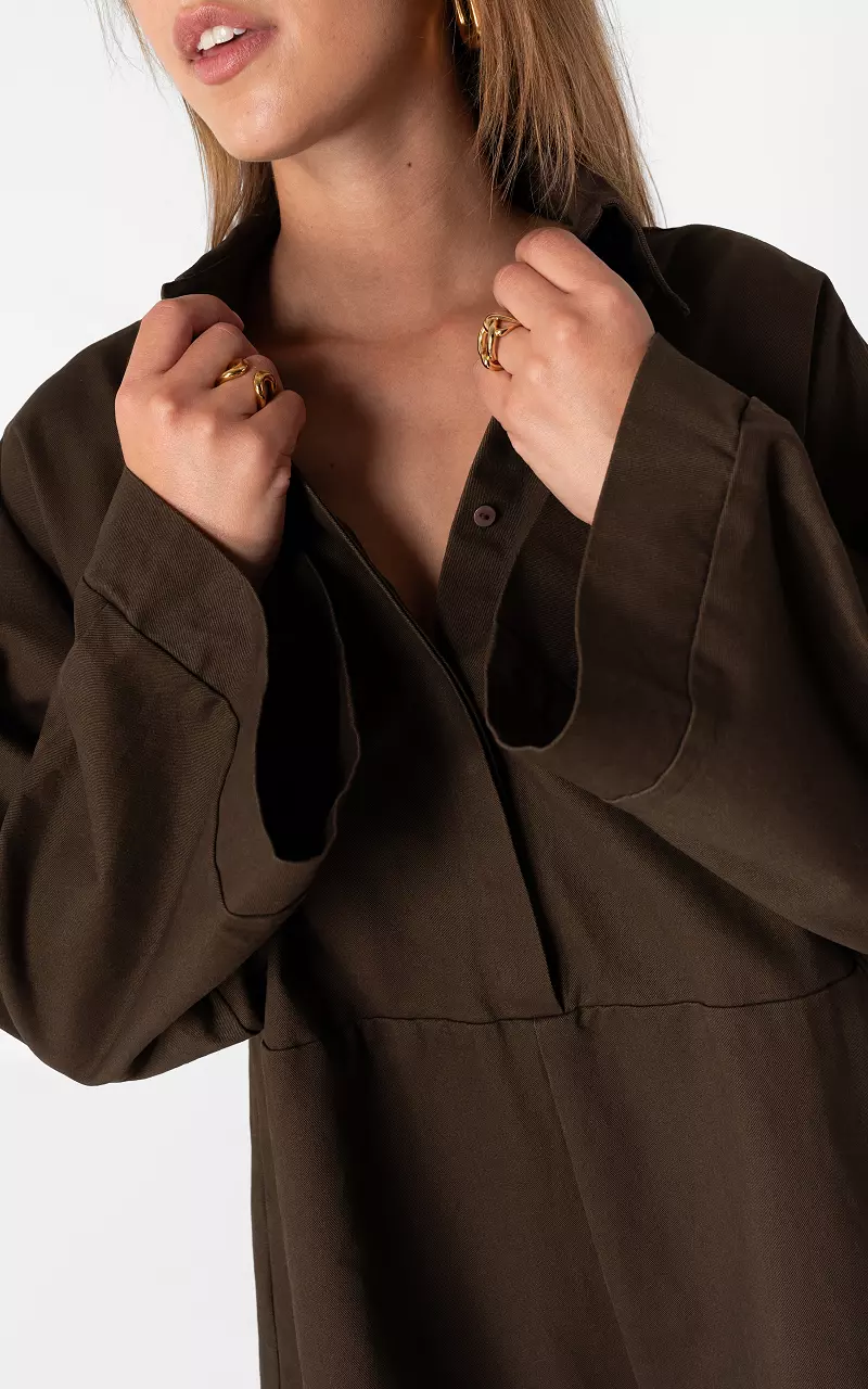 Jumpsuit mit langen Ärmeln Dunkelbraun
