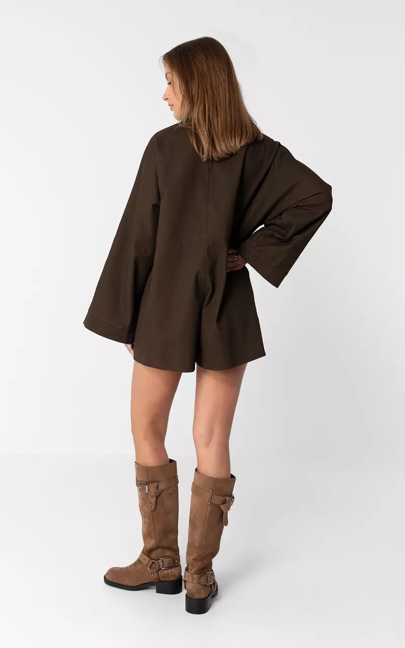 Jumpsuit mit langen Ärmeln Dunkelbraun