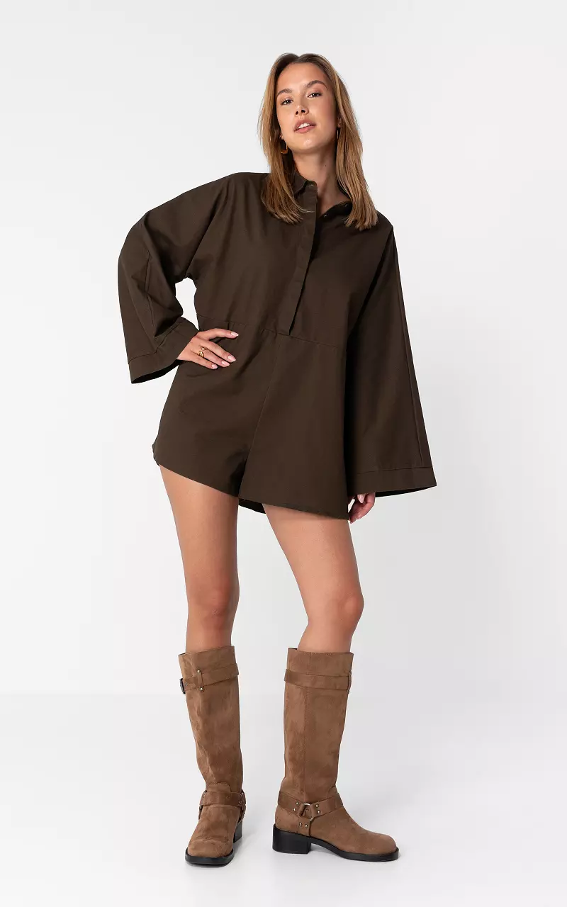 Jumpsuit mit langen Ärmeln Dunkelbraun