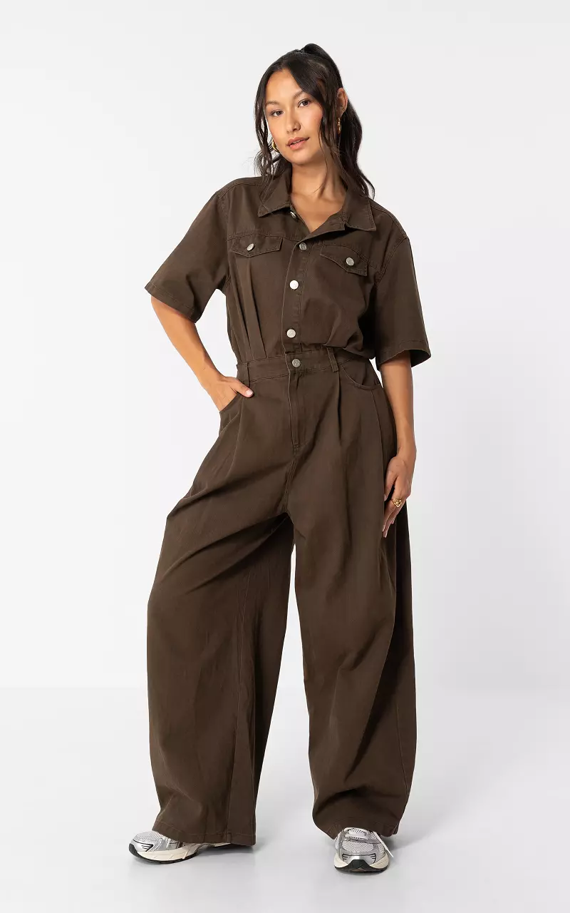 Jumpsuit mit offenem Rücken Dunkelbraun