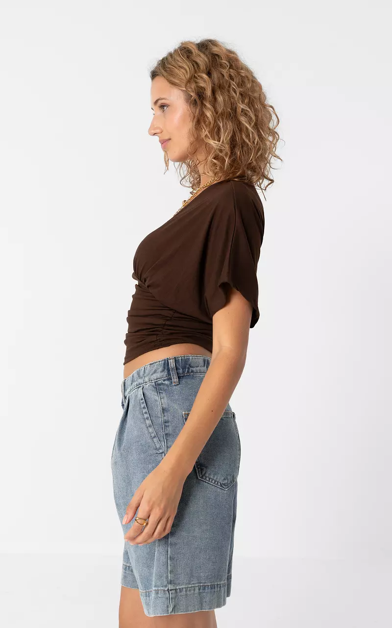 Shirt mit V-Ausschnitt Dunkelbraun